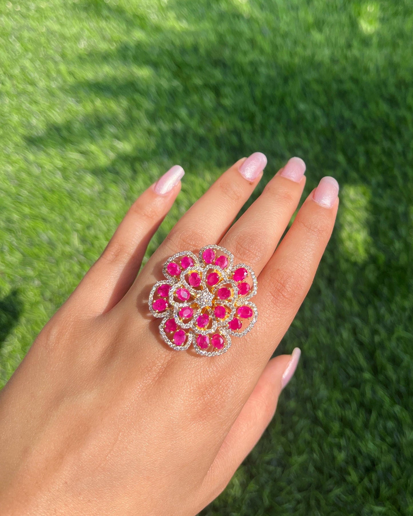 14k Gold Natural Ruby & Diamond Ring - 6.78 Carats Ruby, 1.54 Carats Diamond Victorian Ring