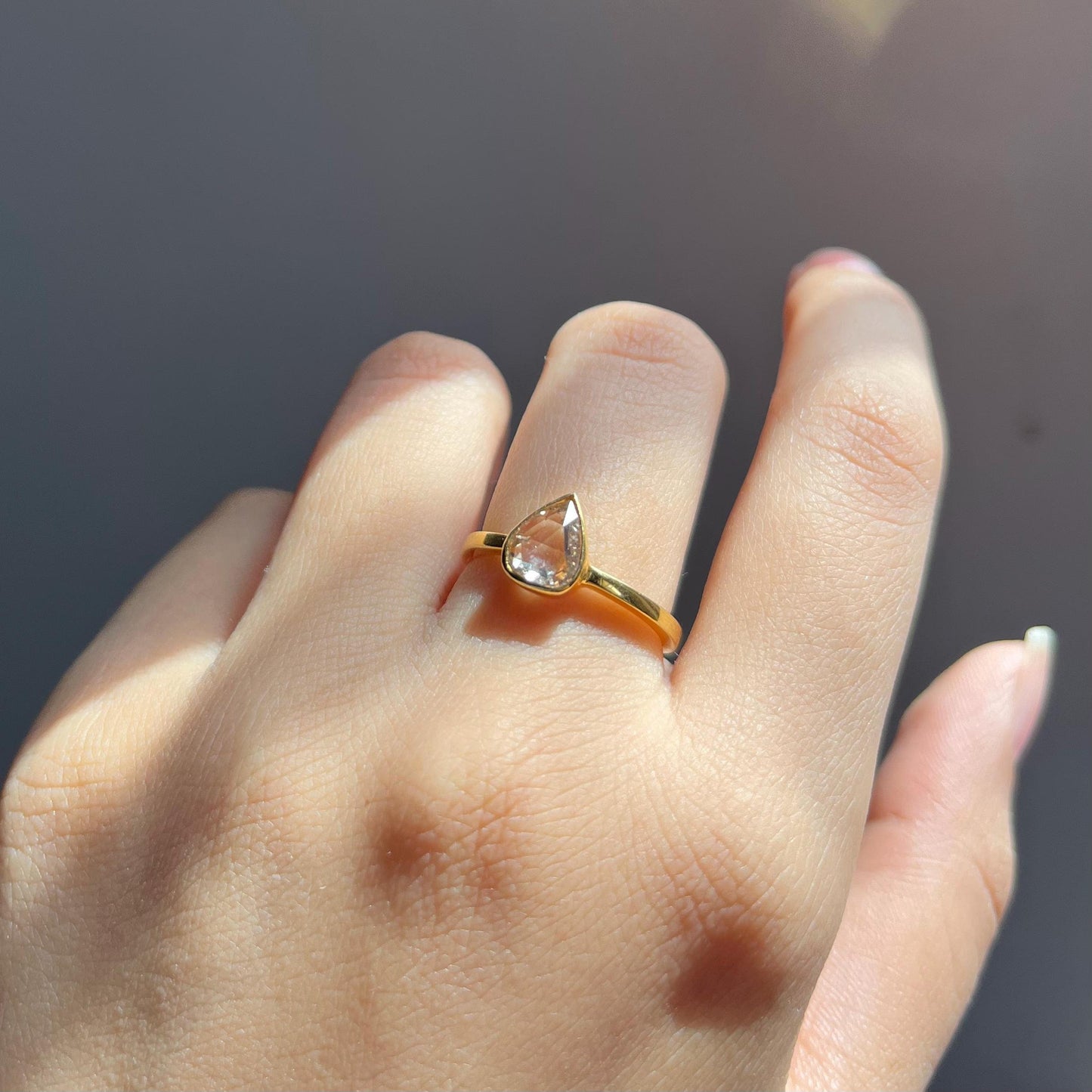 14k Gold Natural Rose Cut Diamond Ring - 1 Carat Diamond Minimalist Ring