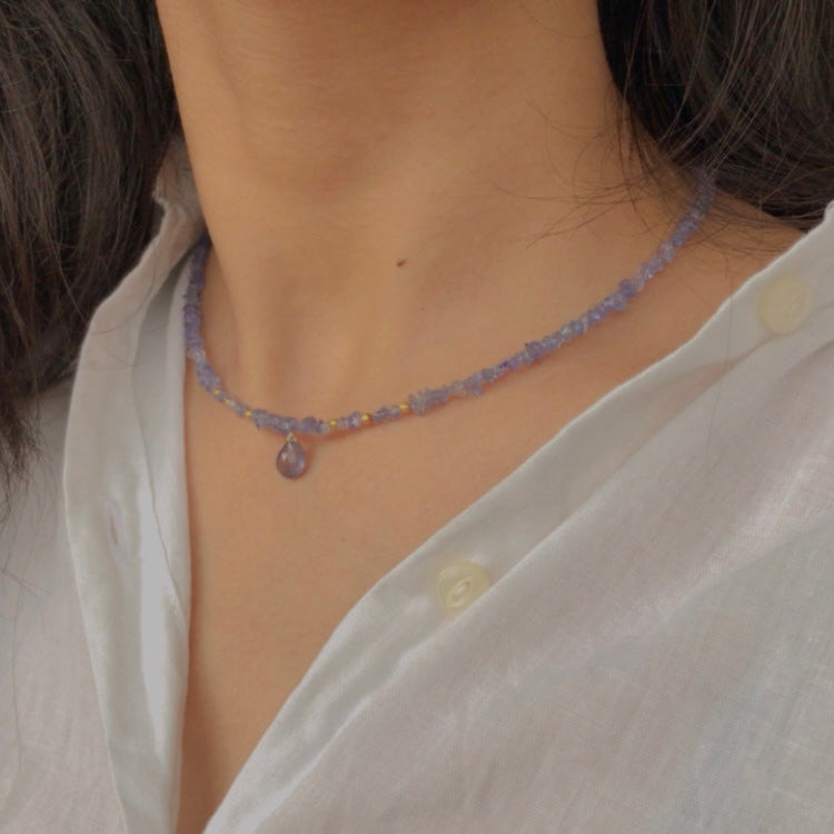 Tanzanite Uncut Chips Beaded Necklace