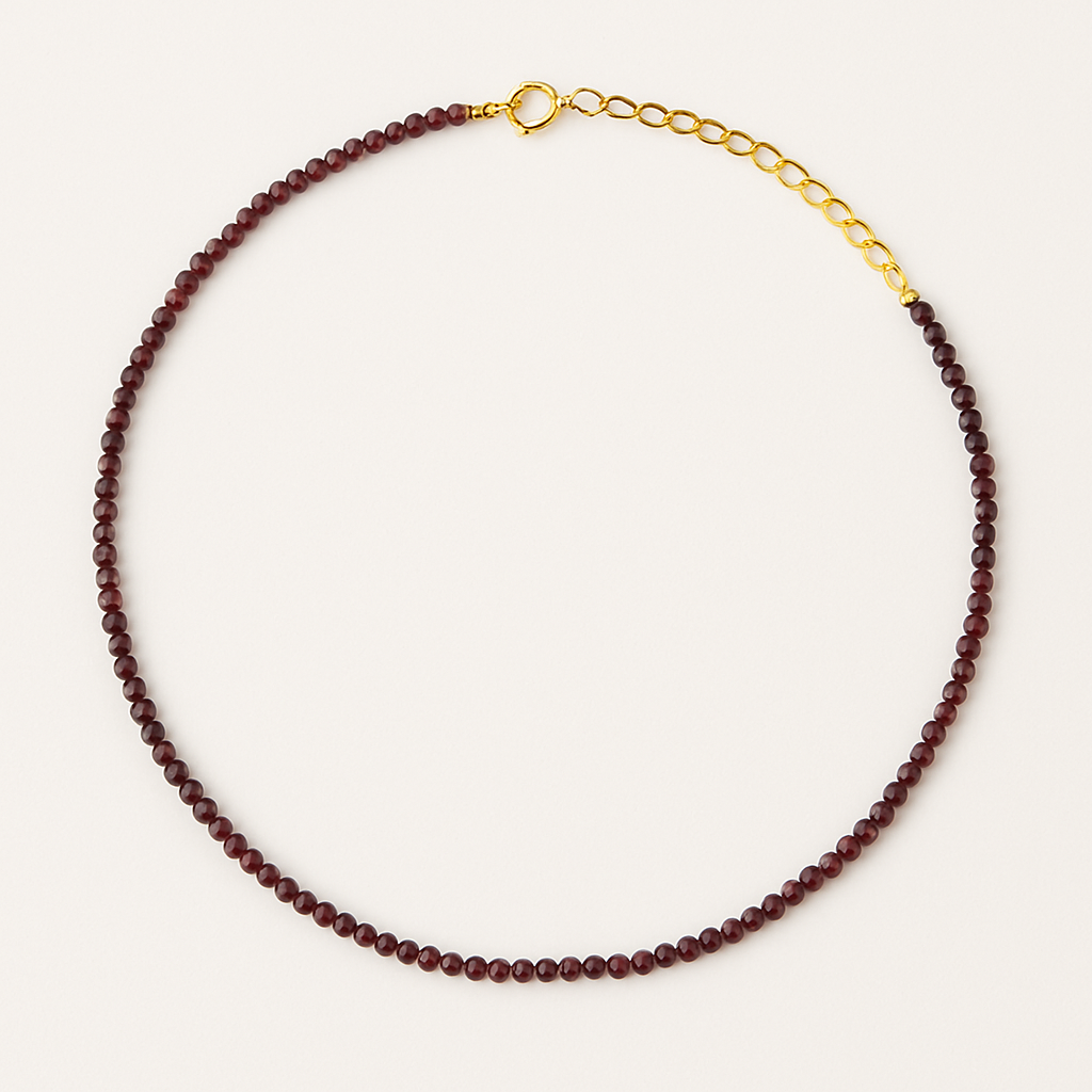 Dainty Garnet Beaded Necklace