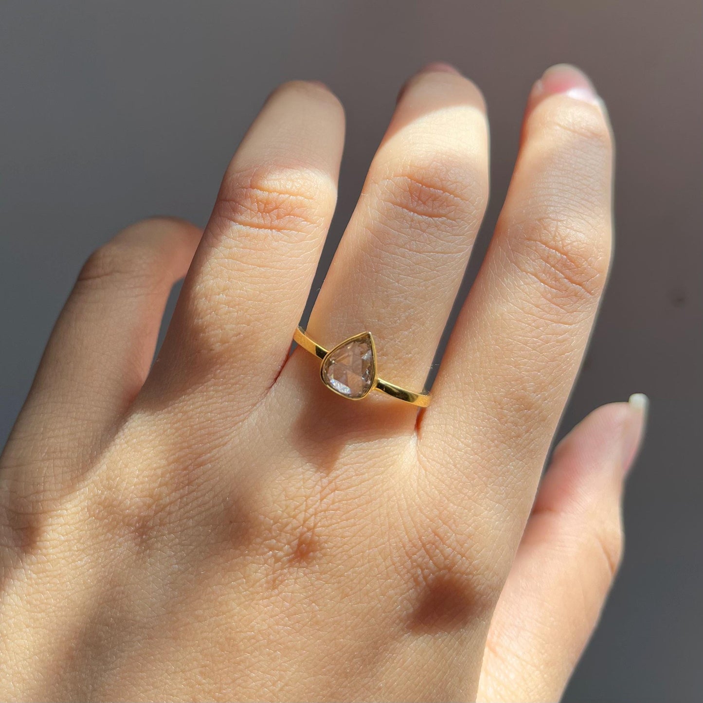 14k Gold Natural Rose Cut Diamond Ring - 1 Carat Diamond Minimalist Ring