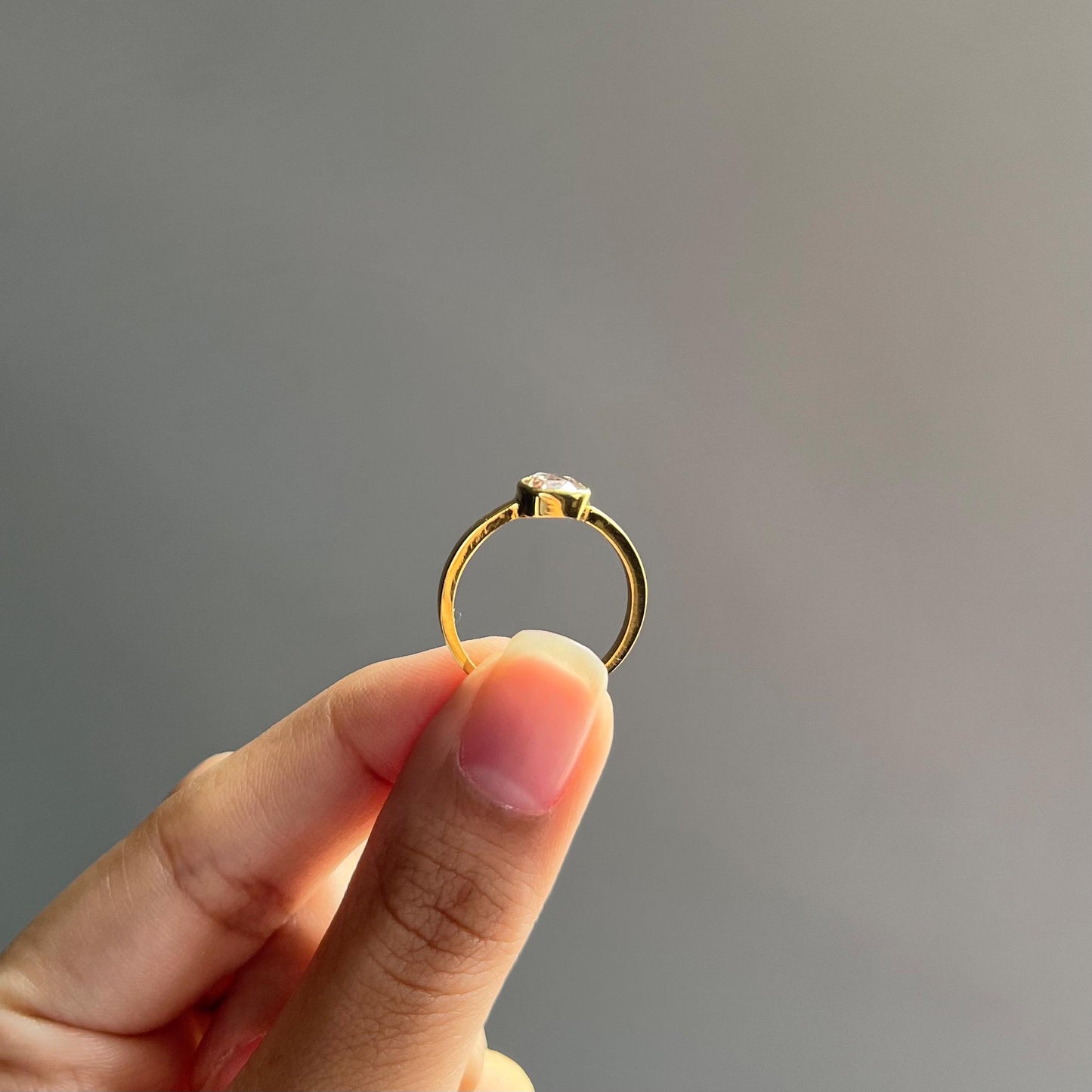 14k Gold Natural Rose Cut Diamond Ring - 1 Carat Diamond Minimalist Ring