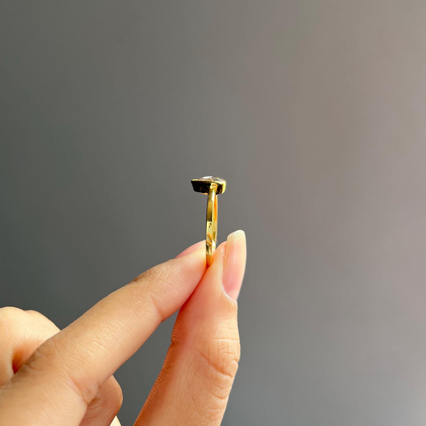 14k Gold Natural Rose Cut Diamond Ring - 1 Carat Diamond Minimalist Ring