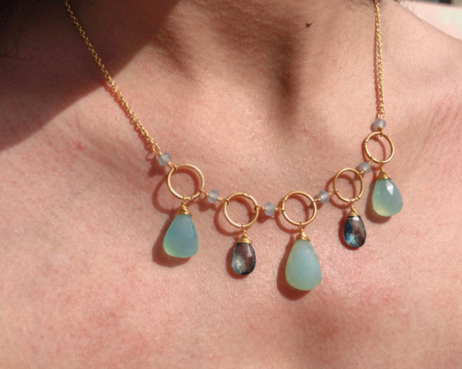 Blue Chalcedony Sparkler Necklace