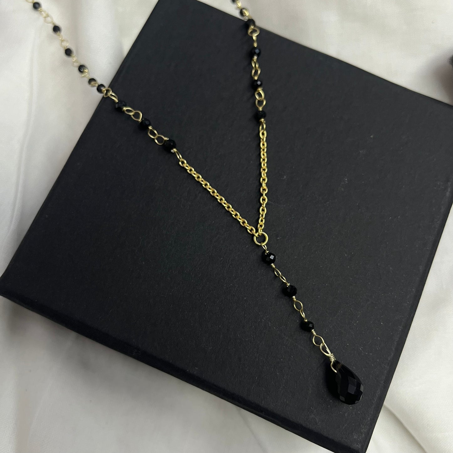 Black Onyx Lariat Necklace