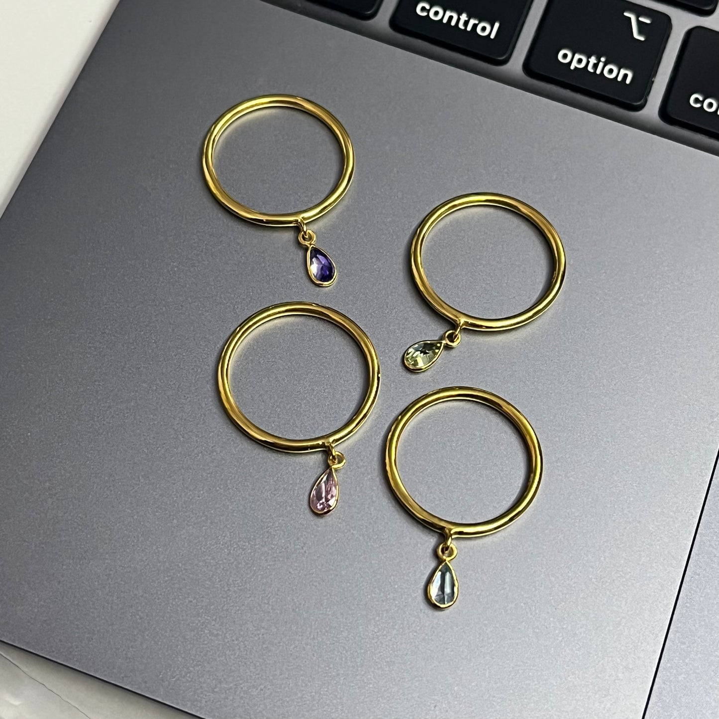 Pear Charm Ring