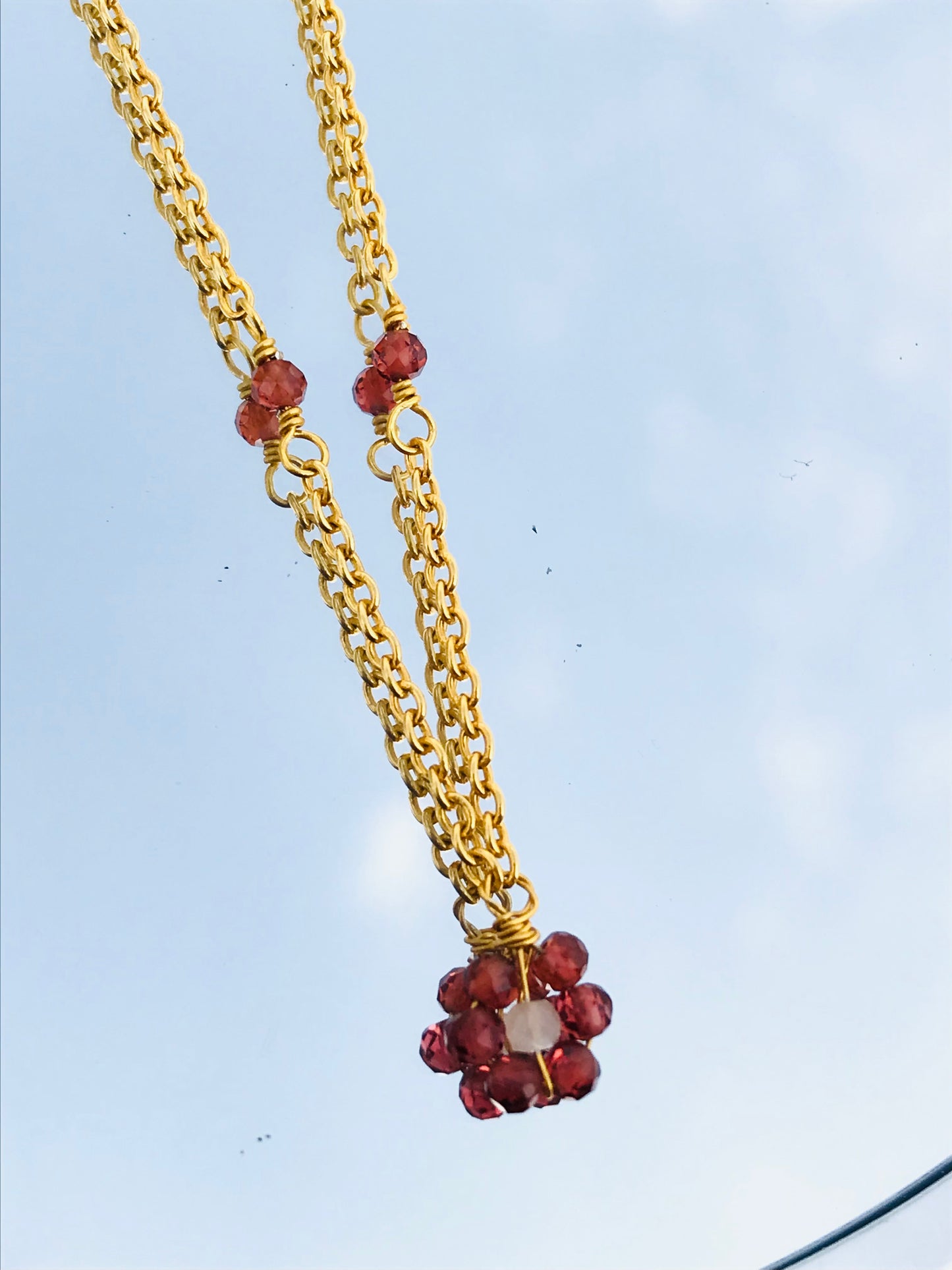 Garnet Daisy Chain Necklace