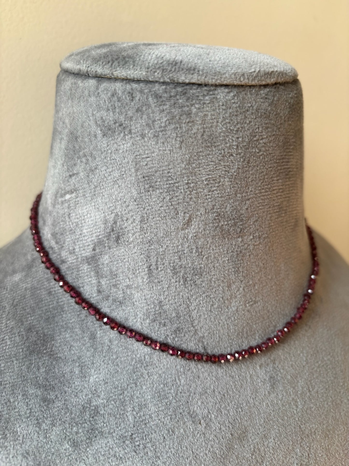Dainty Garnet Beaded Necklace
