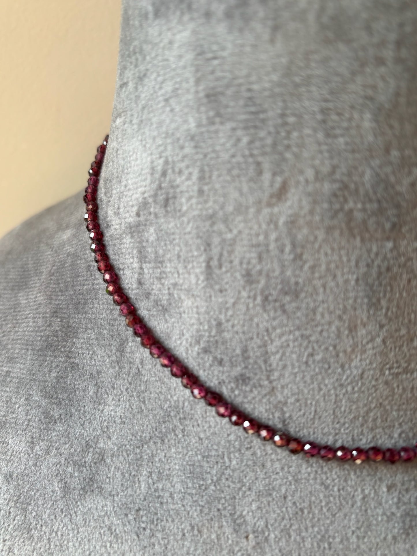 Dainty Garnet Beaded Necklace