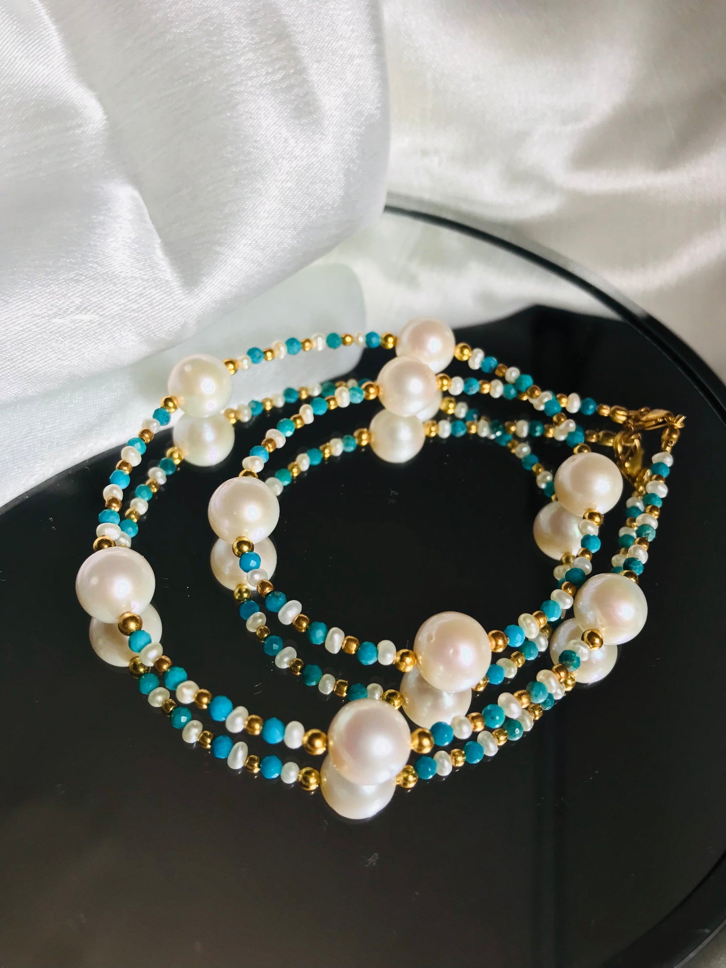 Turquoise Pearl Beaded Necklace