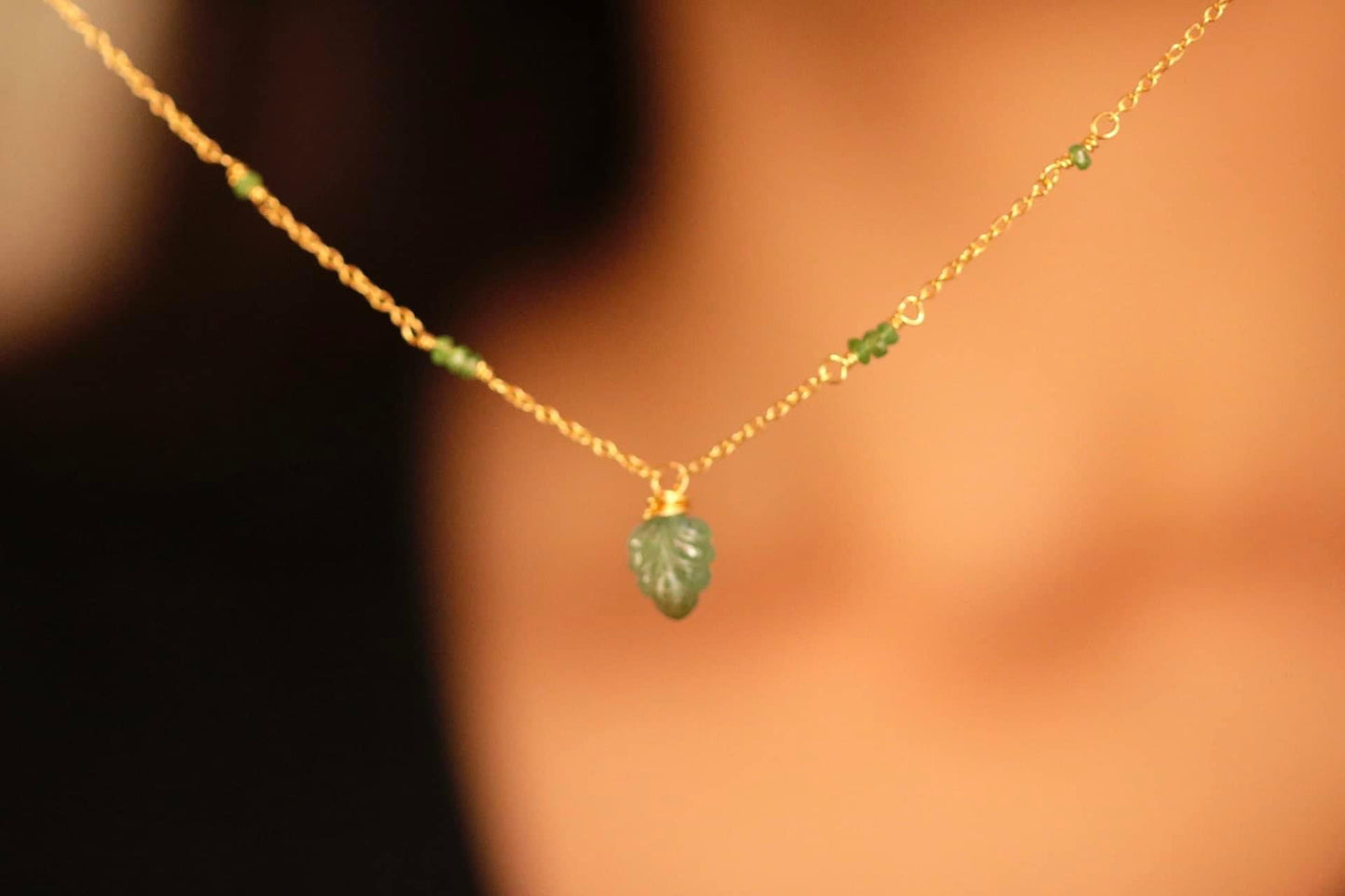 Dainty Emerald Chain Necklace