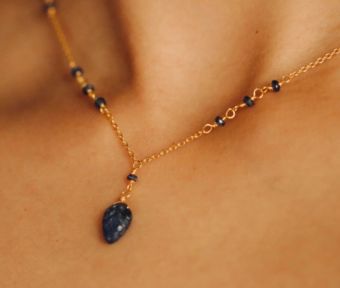 Dainty Sapphire Chain Necklace