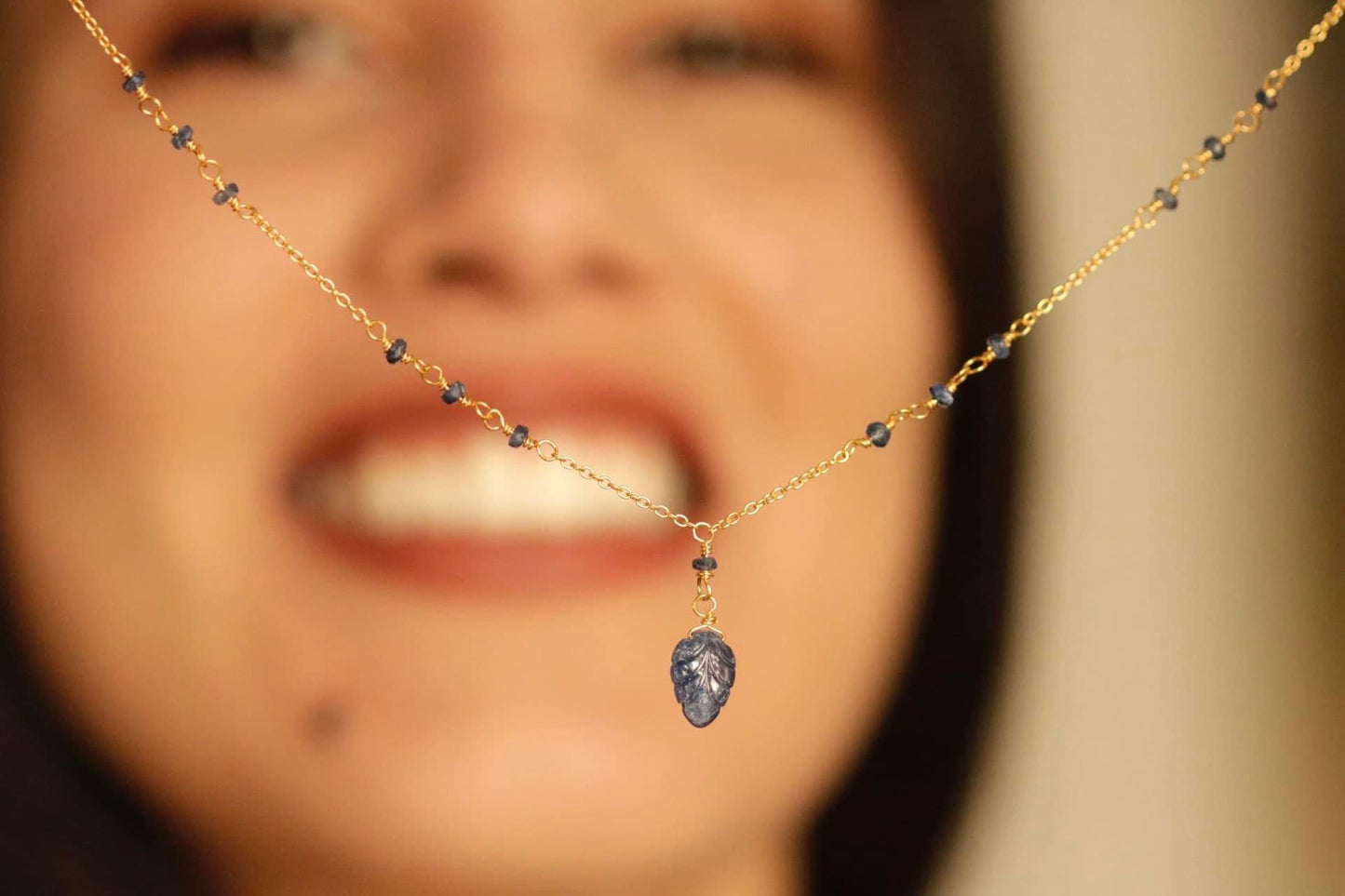 Dainty Sapphire Chain Necklace