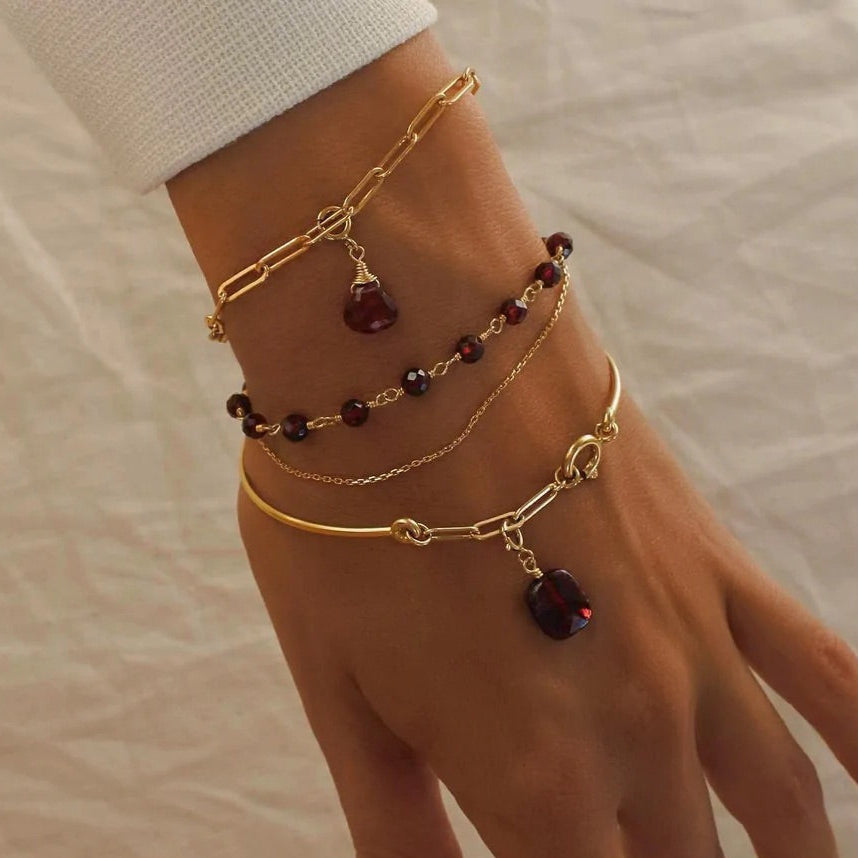 Garnet Link Bracelet
