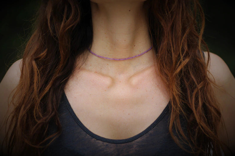 Dainty Amethyst Beaded Necklace