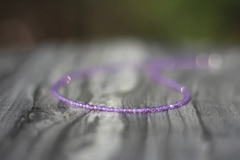Dainty Amethyst Beaded Necklace