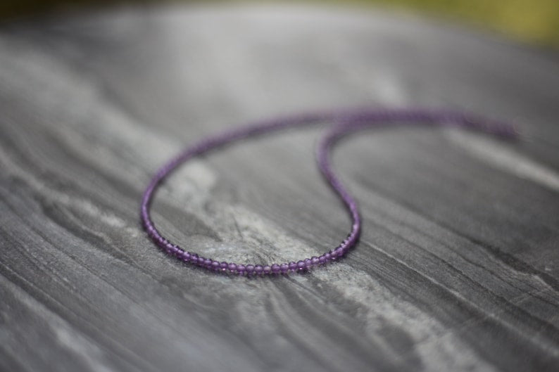 Dainty Amethyst Beaded Necklace