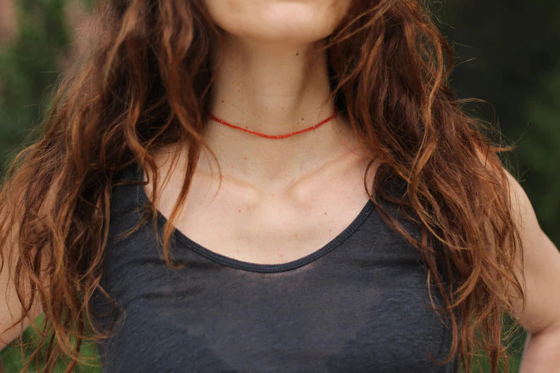 Dainty Carnelian Beaded Necklace