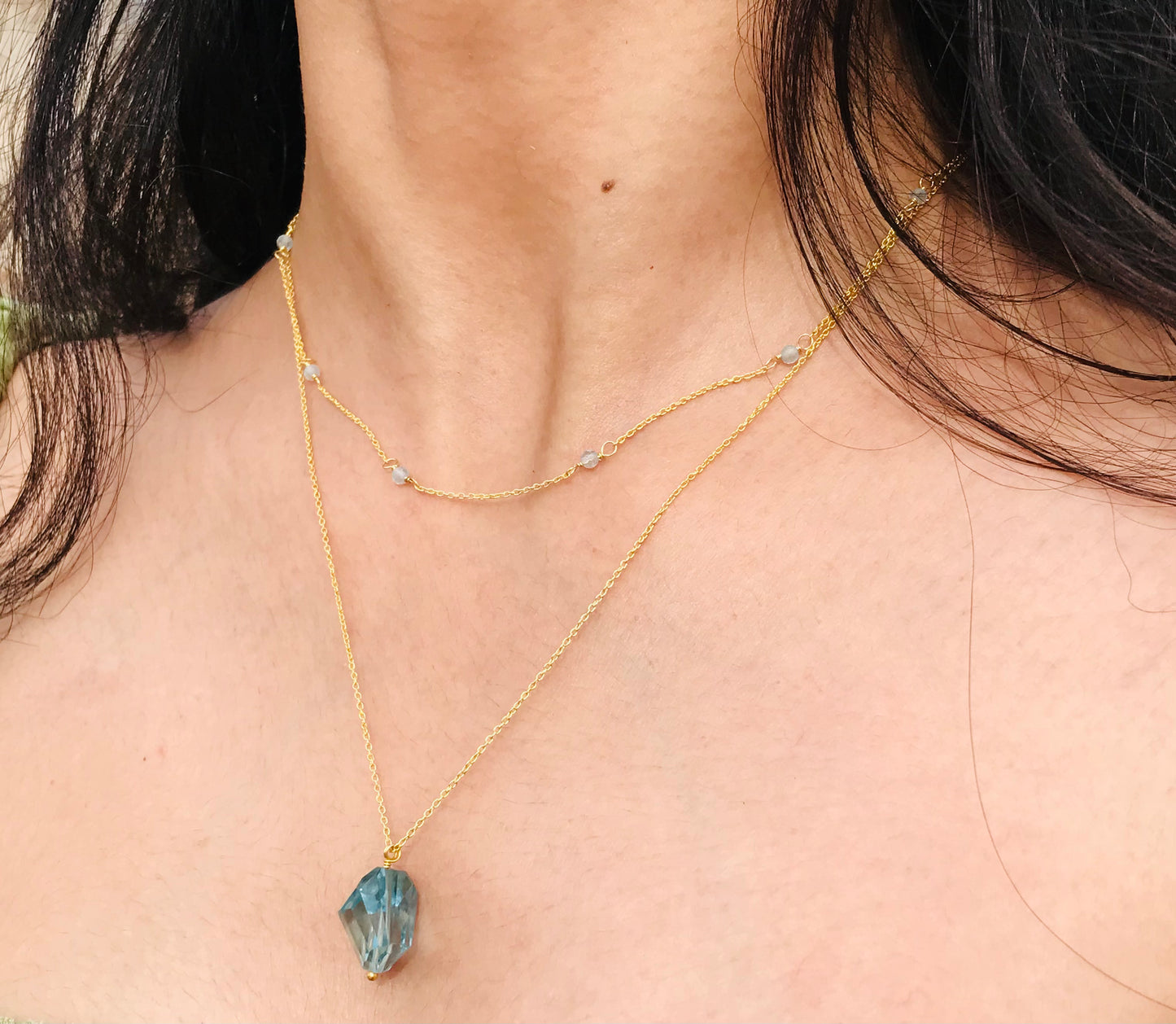 Blue Topaz And Aquamarine Necklaces