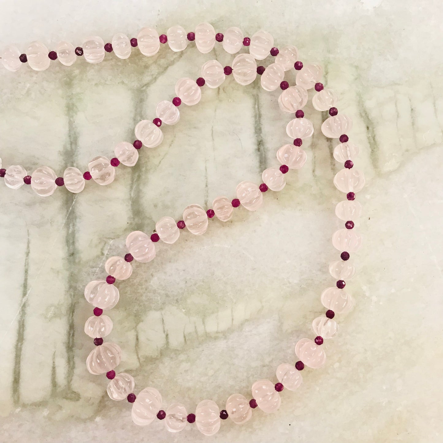 Rose Quartz Melon Necklace