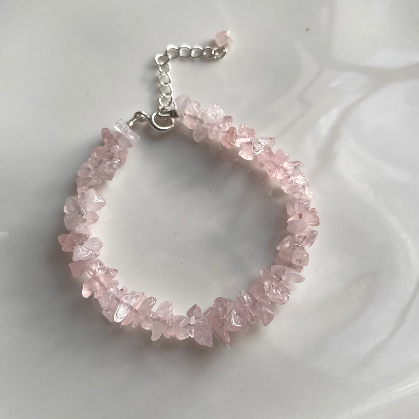 Raw Rose Quartz Beaded Bracelet