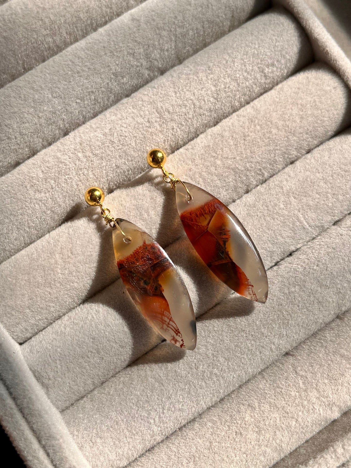 Turkey Pseudomorph Stick Agate Earrings