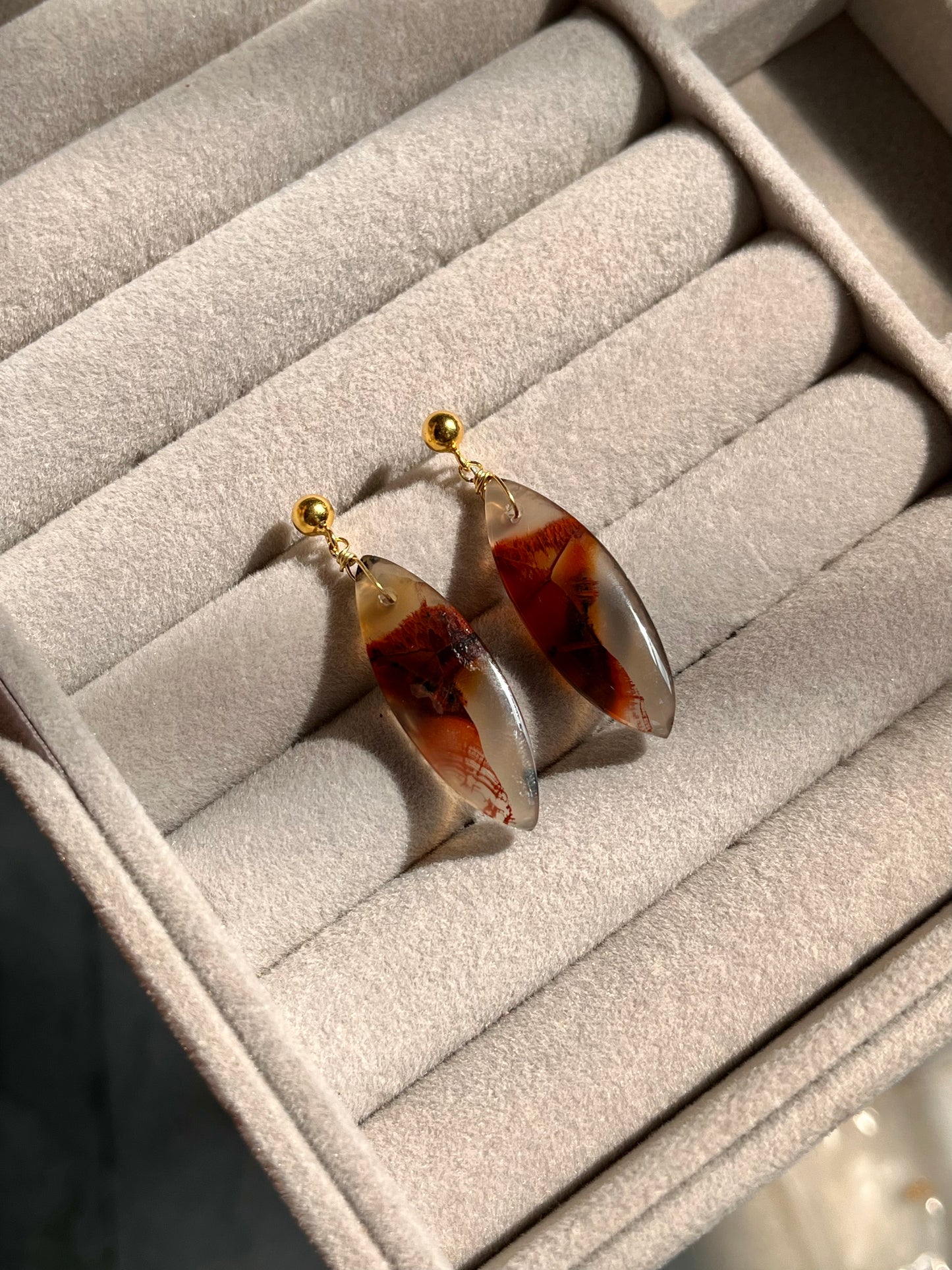 Turkey Pseudomorph Stick Agate Earrings