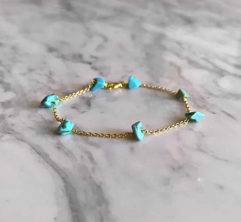 Raw Turquoise Chain Bracelet