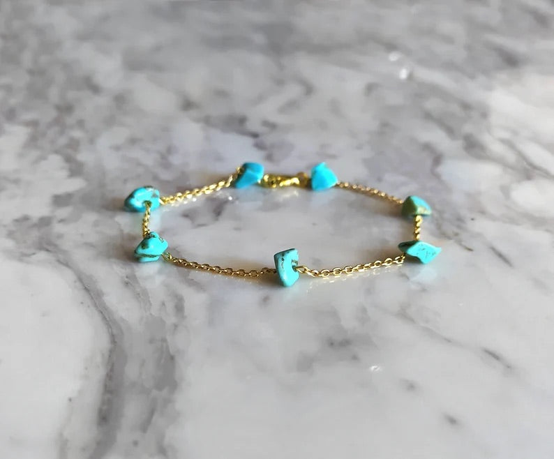 Raw Turquoise Chain Bracelet