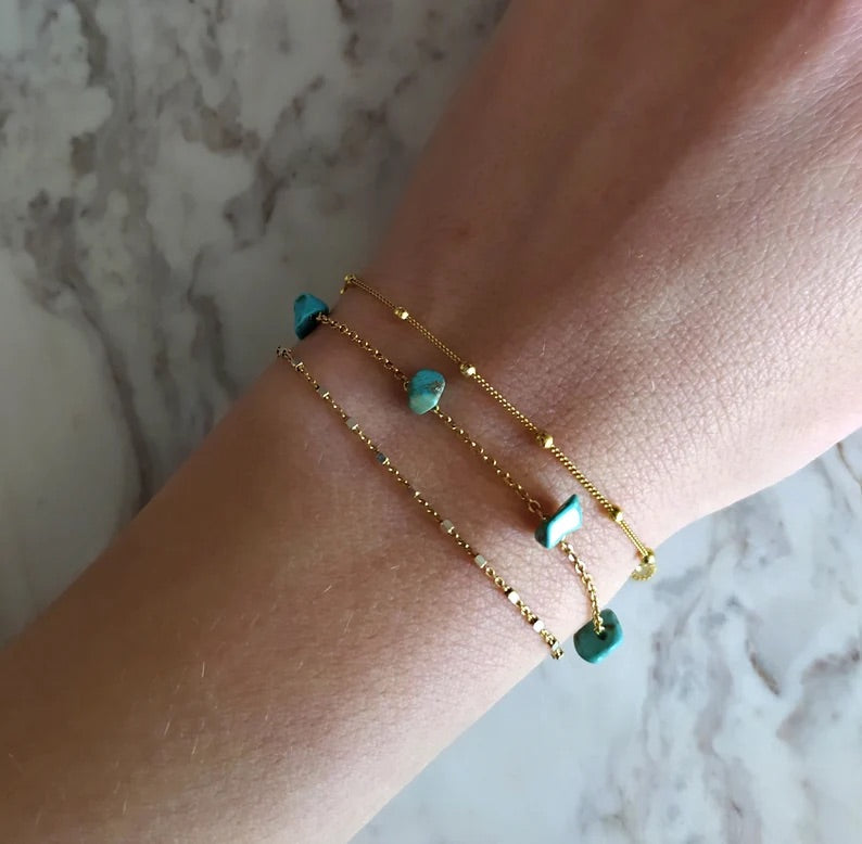 Raw Turquoise Chain Bracelet