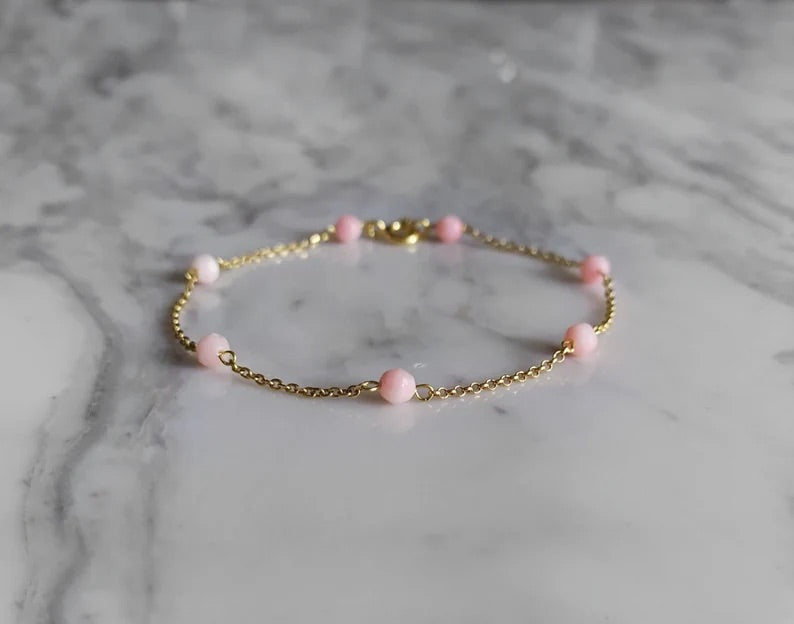 Pink Opal Chain Bracelet