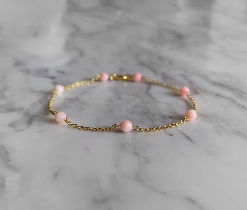 Pink Opal Chain Bracelet