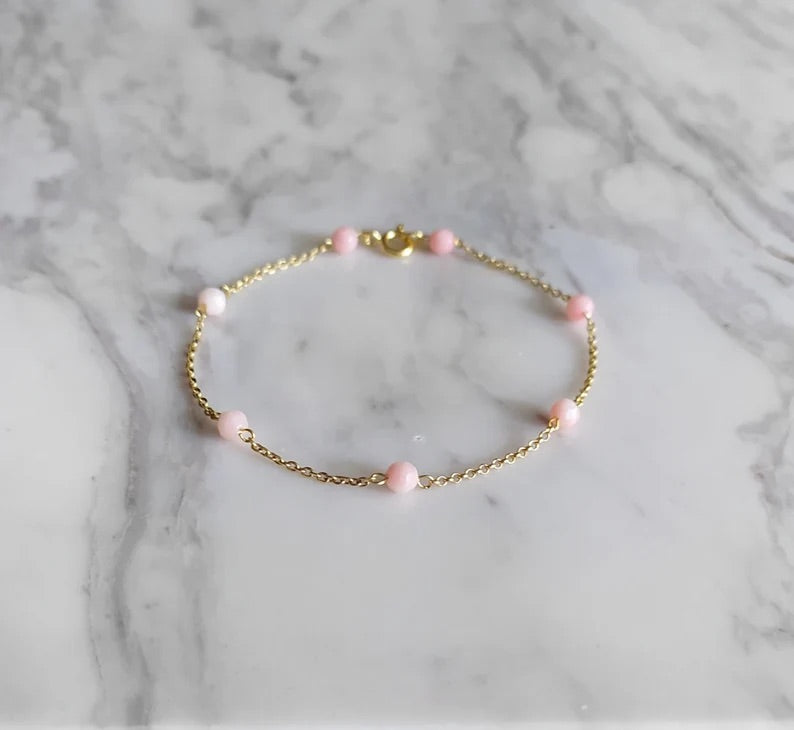 Pink Opal Chain Bracelet