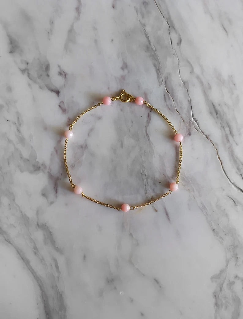 Pink Opal Chain Bracelet