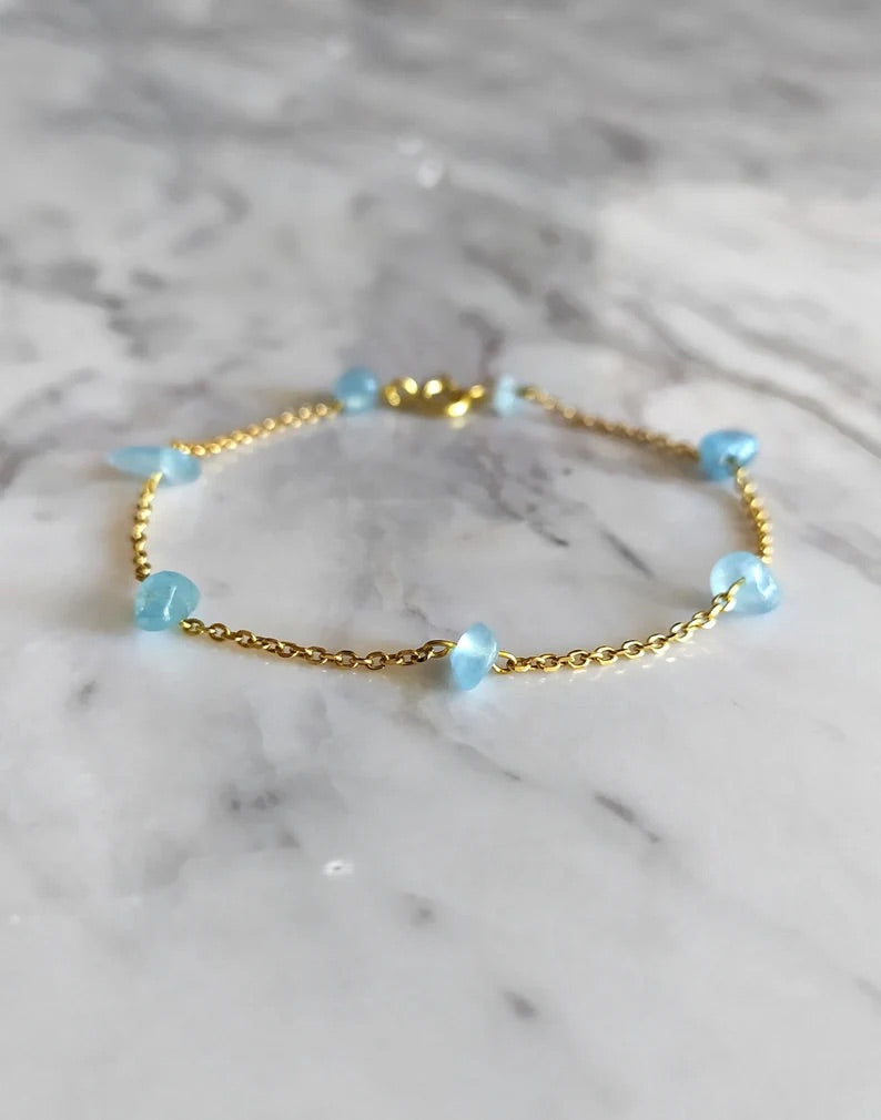 Raw Aquamarine Chain Bracelet