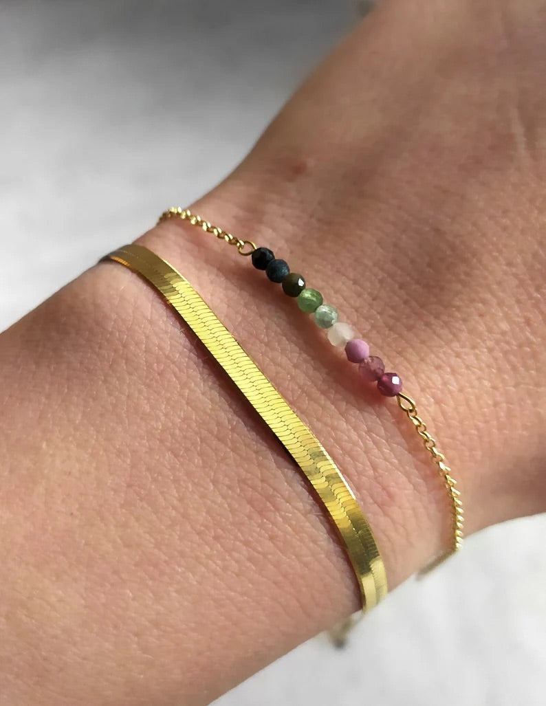 Watermelon Tourmaline Bar Bracelet