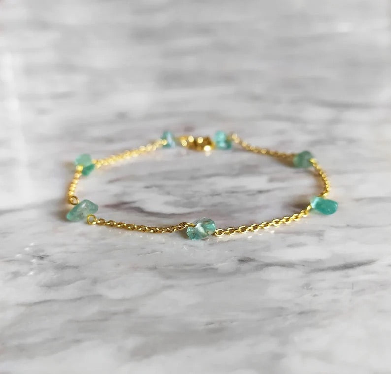 Raw Apatite Chain Bracelet
