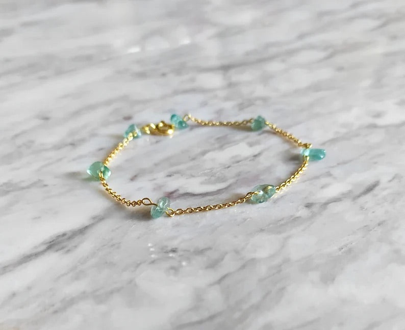 Raw Apatite Chain Bracelet