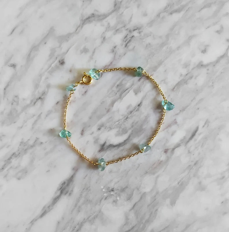 Raw Apatite Chain Bracelet