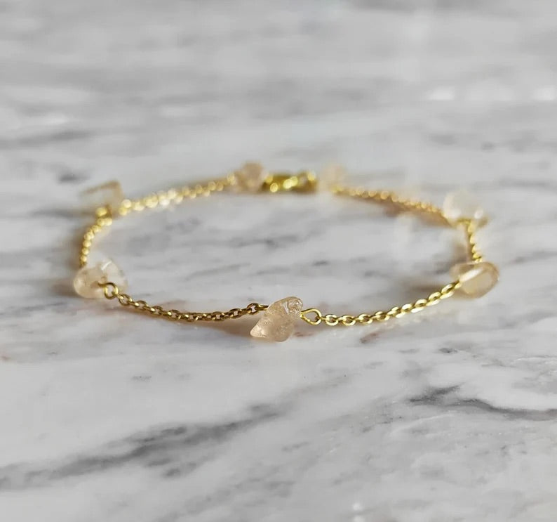Raw Citrine Chain Bracelet