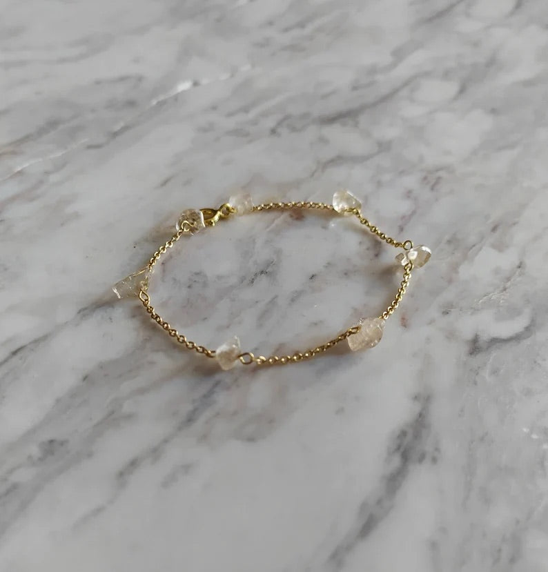 Raw Citrine Chain Bracelet