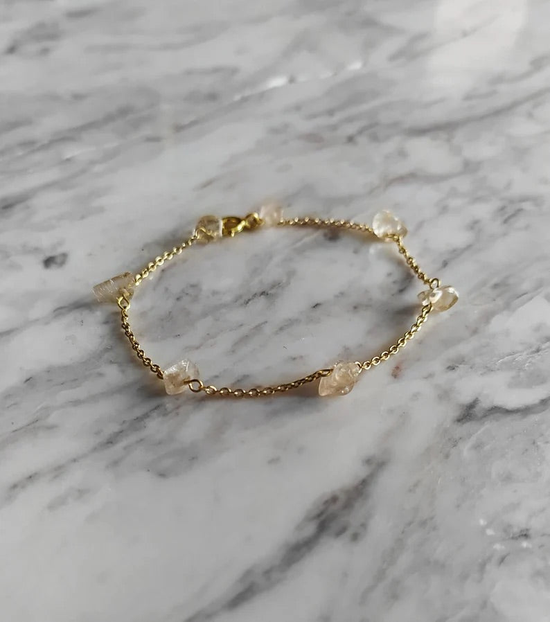 Raw Citrine Chain Bracelet