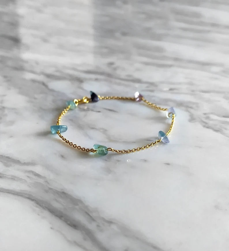 Raw Fluorite Chain Bracelet