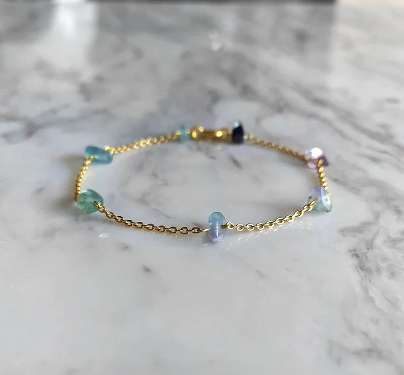 Raw Fluorite Chain Bracelet