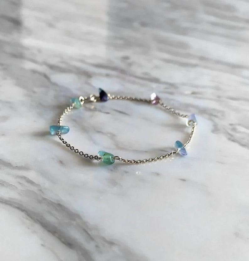 Raw Fluorite Chain Bracelet