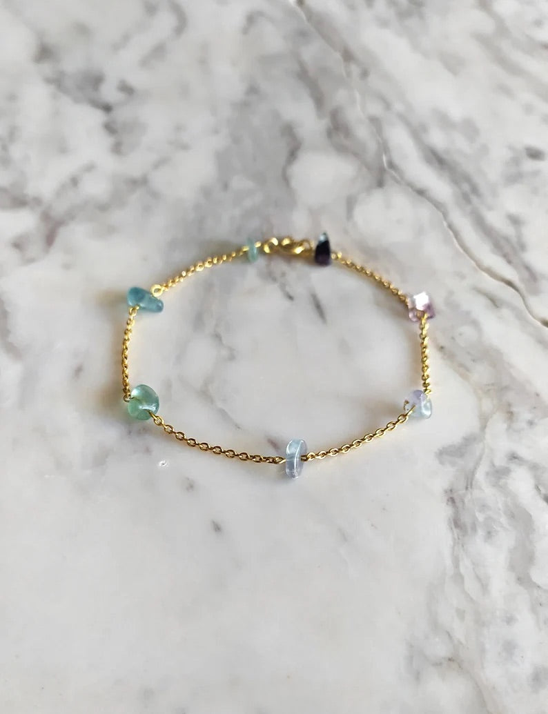 Raw Fluorite Chain Bracelet