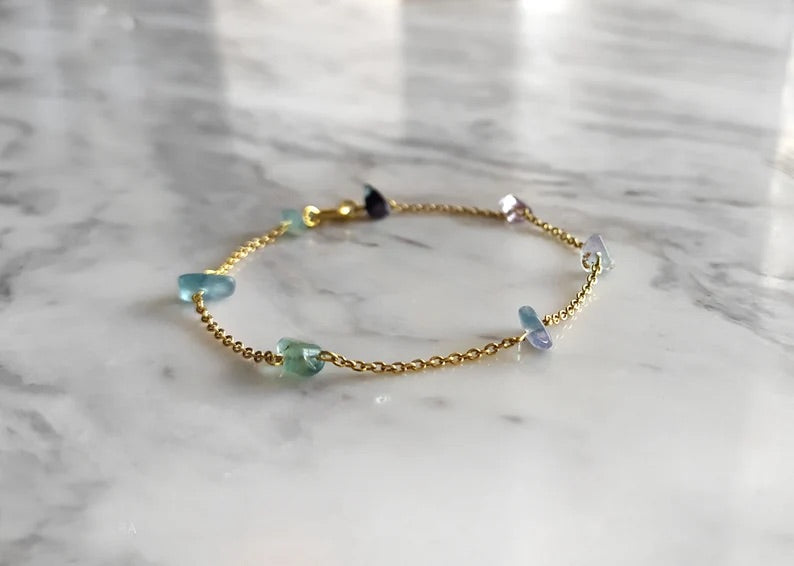 Raw Fluorite Chain Bracelet