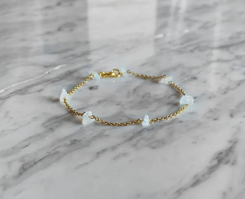 Raw Moonstone Chain Bracelet