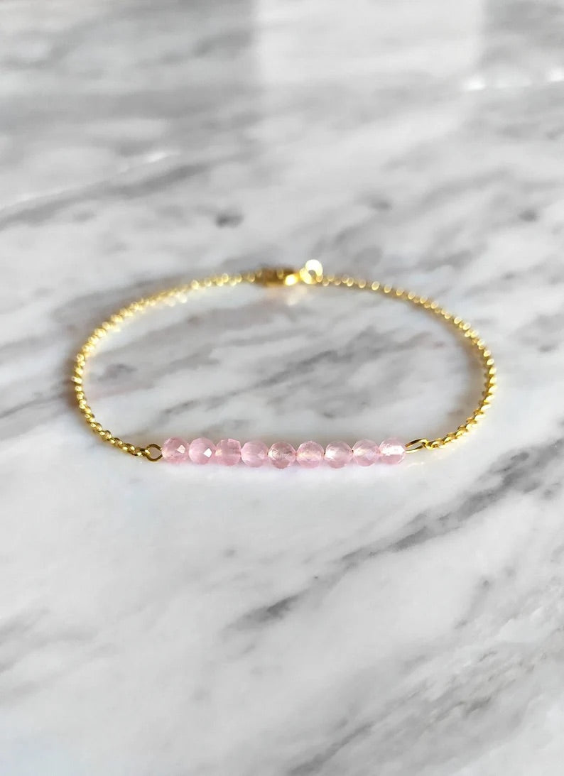 Rose Quartz Bar Bracelet