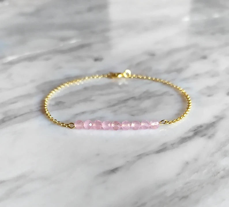 Rose Quartz Bar Bracelet